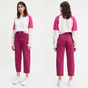 NWT Levi’s Made and Crafted Barrel Crop Jeans pink